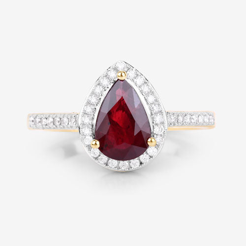 1.25 Carat Genuine Ruby and White Diamond 14K Yellow Gold Ring by Bids.com