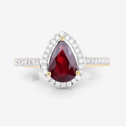 1.25 Carat Genuine Ruby and White Diamond 14K Yellow Gold Ring by Bids.com