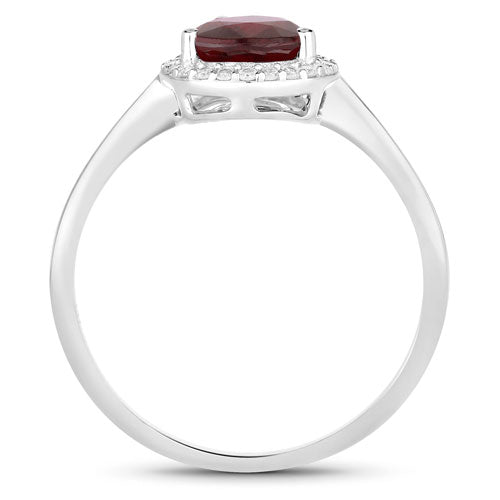 1.30 Carat Genuine Ruby and White Diamond 14K White Gold Ring by Bids.com