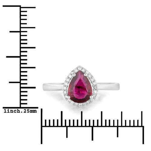 1.30 Carat Genuine Ruby and White Diamond 14K White Gold Ring by Bids.com