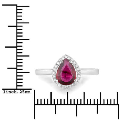1.30 Carat Genuine Ruby and White Diamond 14K White Gold Ring by Bids.com