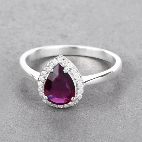 1.30 Carat Genuine Ruby and White Diamond 14K White Gold Ring by Bids.com