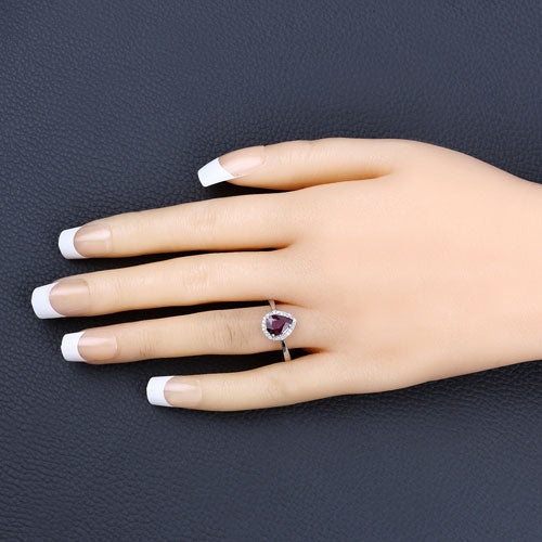 1.30 Carat Genuine Ruby and White Diamond 14K White Gold Ring by Bids.com