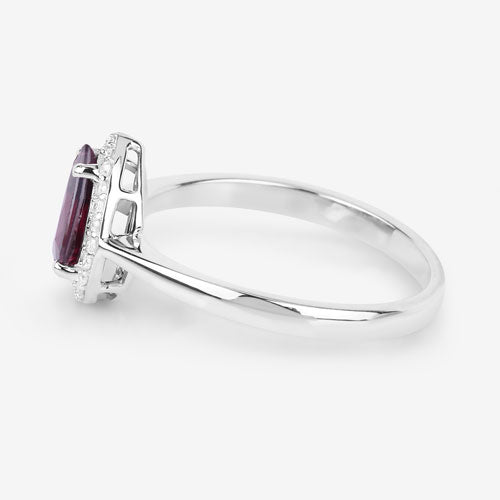 1.30 Carat Genuine Ruby and White Diamond 14K White Gold Ring by Bids.com