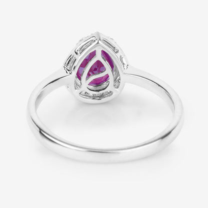 1.30 Carat Genuine Ruby and White Diamond 14K White Gold Ring by Bids.com