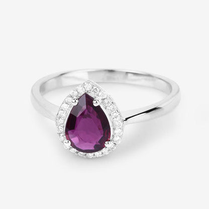1.30 Carat Genuine Ruby and White Diamond 14K White Gold Ring by Bids.com
