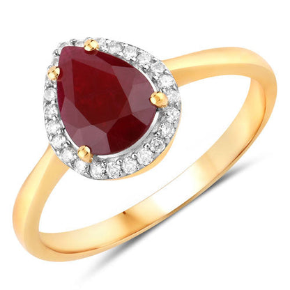 1.30 Carat Genuine Ruby and White Diamond 14K Yellow Gold Ring by Bids.com