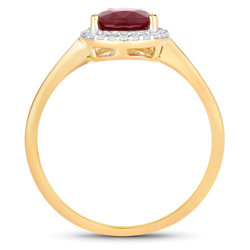 1.30 Carat Genuine Ruby and White Diamond 14K Yellow Gold Ring by Bids.com