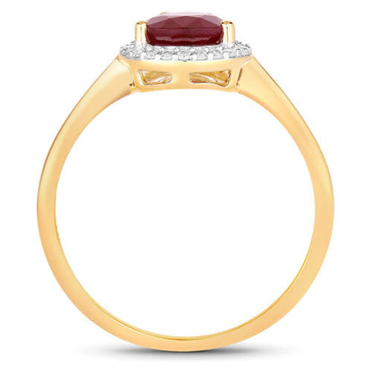 1.30 Carat Genuine Ruby and White Diamond 14K Yellow Gold Ring by Bids.com
