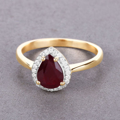 1.30 Carat Genuine Ruby and White Diamond 14K Yellow Gold Ring by Bids.com