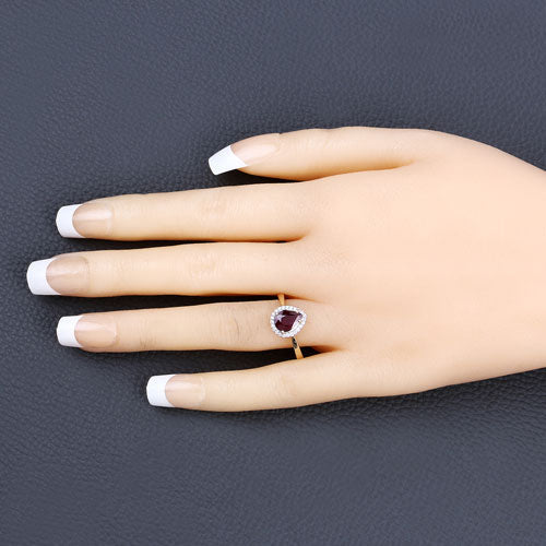 1.30 Carat Genuine Ruby and White Diamond 14K Yellow Gold Ring by Bids.com