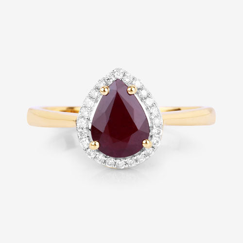 1.30 Carat Genuine Ruby and White Diamond 14K Yellow Gold Ring by Bids.com