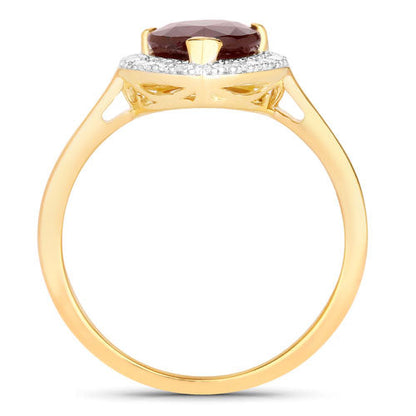 2.19 Carat Genuine Ruby and White Diamond 14K Yellow Gold Ring by Bids.com