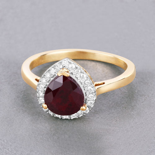 2.19 Carat Genuine Ruby and White Diamond 14K Yellow Gold Ring by Bids.com