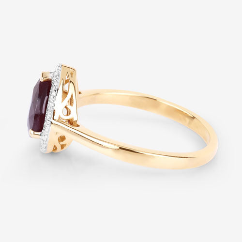 2.19 Carat Genuine Ruby and White Diamond 14K Yellow Gold Ring by Bids.com
