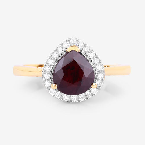 2.19 Carat Genuine Ruby and White Diamond 14K Yellow Gold Ring by Bids.com