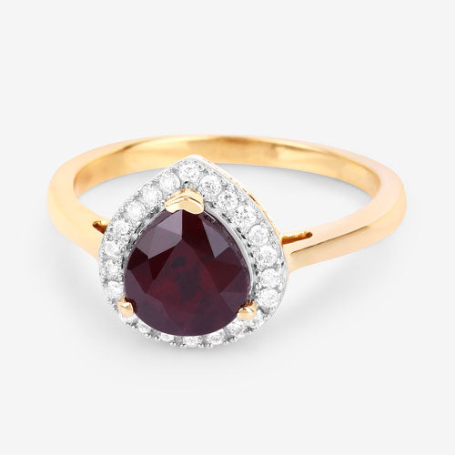 2.19 Carat Genuine Ruby and White Diamond 14K Yellow Gold Ring by Bids.com