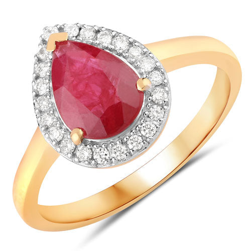 1.38 Carat Genuine Ruby and White Diamond 14K Yellow Gold Ring by Bids.com
