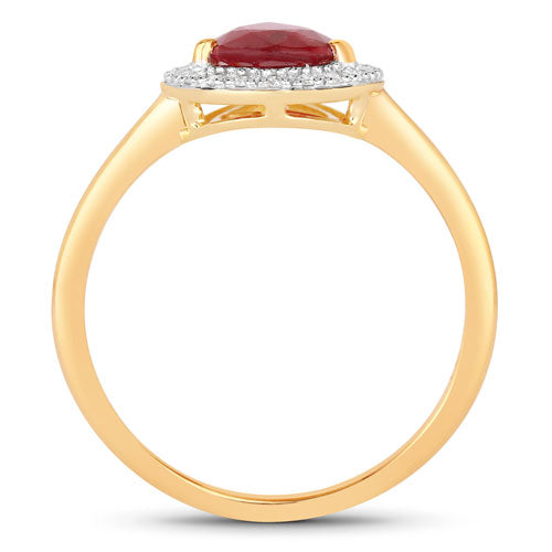 1.38 Carat Genuine Ruby and White Diamond 14K Yellow Gold Ring by Bids.com