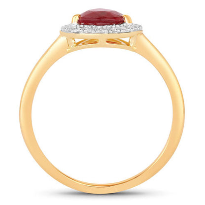 1.38 Carat Genuine Ruby and White Diamond 14K Yellow Gold Ring by Bids.com