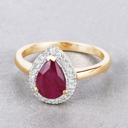 1.38 Carat Genuine Ruby and White Diamond 14K Yellow Gold Ring by Bids.com