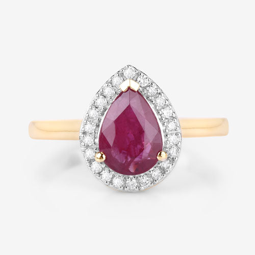 1.38 Carat Genuine Ruby and White Diamond 14K Yellow Gold Ring by Bids.com