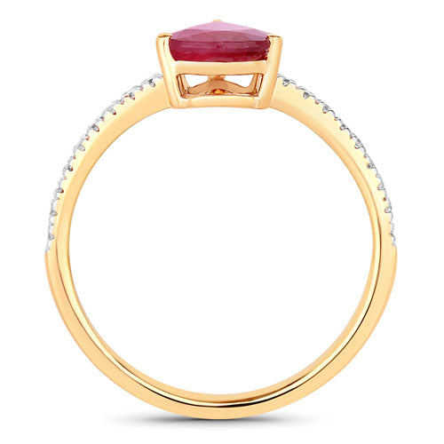 1.68 Carat Genuine Ruby and White Diamond 14K Yellow Gold Ring by Bids.com
