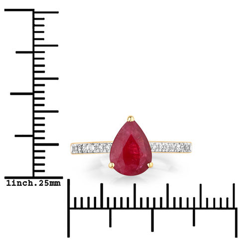 1.68 Carat Genuine Ruby and White Diamond 14K Yellow Gold Ring by Bids.com