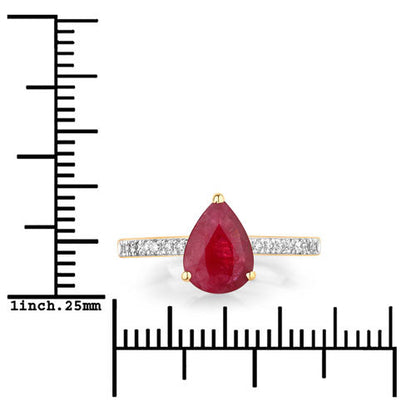 1.68 Carat Genuine Ruby and White Diamond 14K Yellow Gold Ring by Bids.com