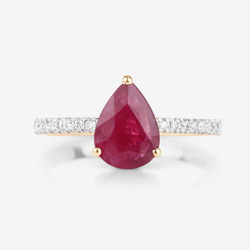 1.68 Carat Genuine Ruby and White Diamond 14K Yellow Gold Ring by Bids.com