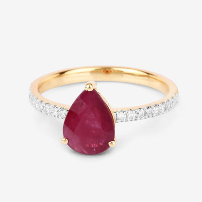 1.68 Carat Genuine Ruby and White Diamond 14K Yellow Gold Ring by Bids.com