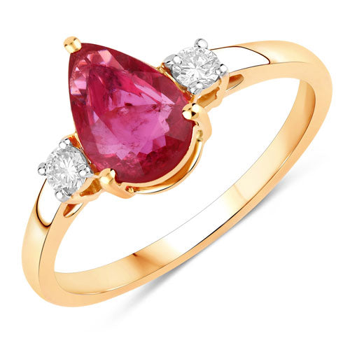 1.08 Carat Genuine Ruby and White Diamond 14K Yellow Gold Ring by Bids.com