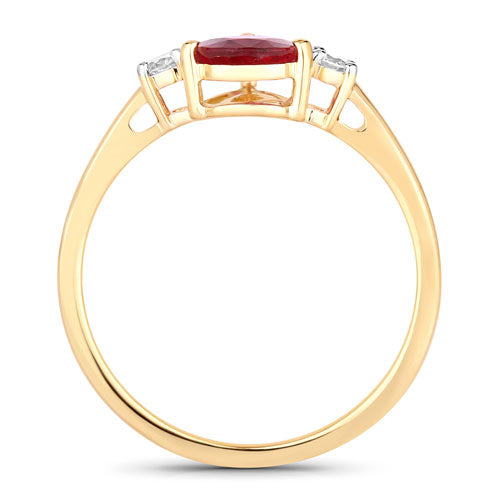 1.08 Carat Genuine Ruby and White Diamond 14K Yellow Gold Ring by Bids.com