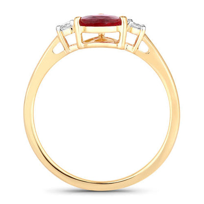 1.08 Carat Genuine Ruby and White Diamond 14K Yellow Gold Ring by Bids.com