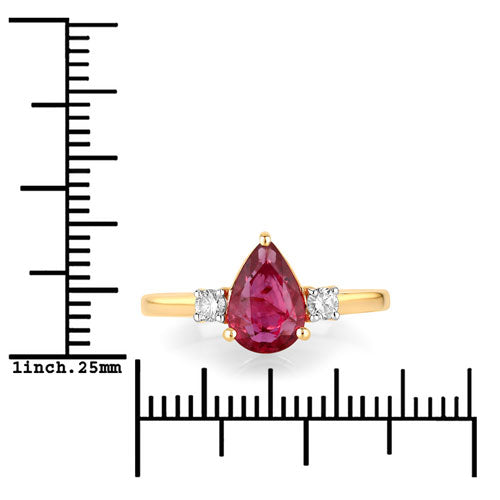 1.08 Carat Genuine Ruby and White Diamond 14K Yellow Gold Ring by Bids.com
