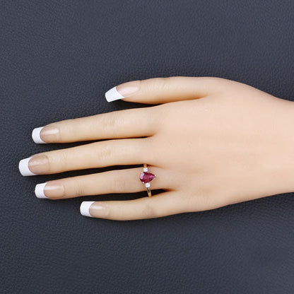 1.08 Carat Genuine Ruby and White Diamond 14K Yellow Gold Ring by Bids.com