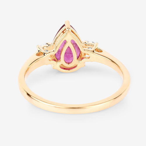 1.08 Carat Genuine Ruby and White Diamond 14K Yellow Gold Ring by Bids.com
