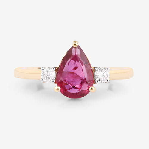 1.08 Carat Genuine Ruby and White Diamond 14K Yellow Gold Ring by Bids.com