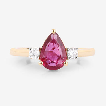 1.08 Carat Genuine Ruby and White Diamond 14K Yellow Gold Ring by Bids.com