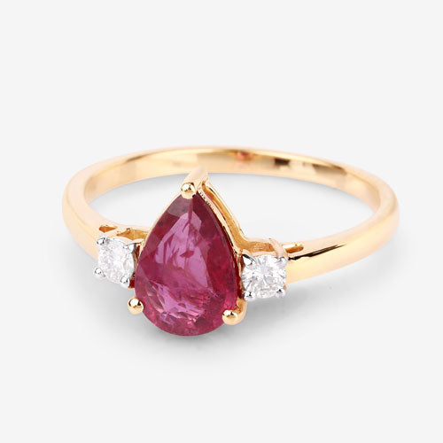 1.08 Carat Genuine Ruby and White Diamond 14K Yellow Gold Ring by Bids.com