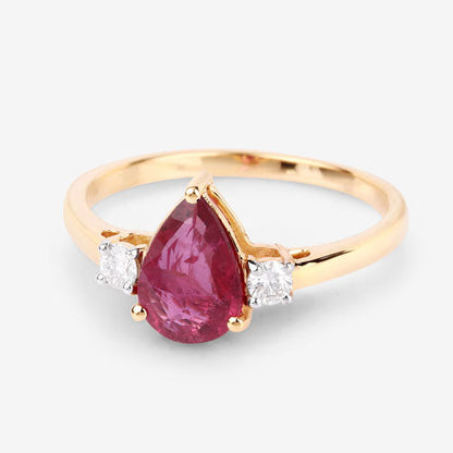 1.08 Carat Genuine Ruby and White Diamond 14K Yellow Gold Ring by Bids.com