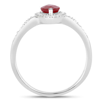 0.96 Carat Genuine Ruby and White Diamond 14K White Gold Ring by Bids.com