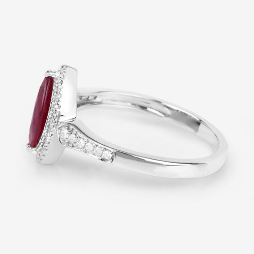 0.96 Carat Genuine Ruby and White Diamond 14K White Gold Ring by Bids.com