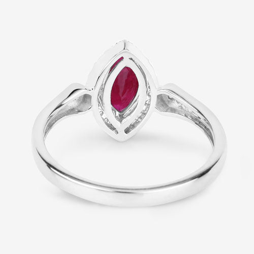 0.96 Carat Genuine Ruby and White Diamond 14K White Gold Ring by Bids.com