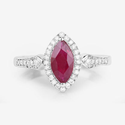 0.96 Carat Genuine Ruby and White Diamond 14K White Gold Ring by Bids.com