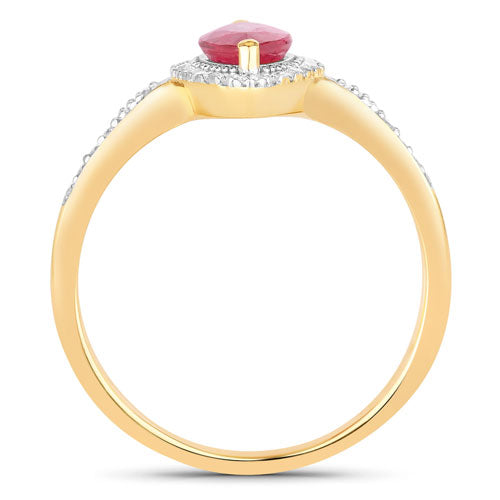0.96 Carat Genuine Ruby and White Diamond 14K Yellow Gold Ring by Bids.com