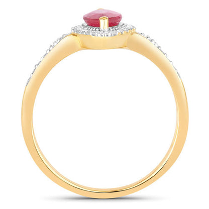 0.96 Carat Genuine Ruby and White Diamond 14K Yellow Gold Ring by Bids.com