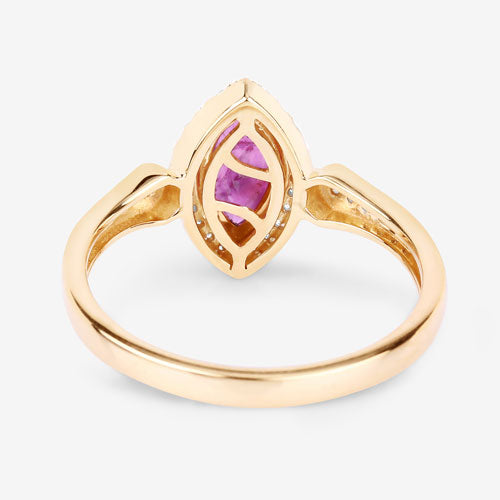 0.96 Carat Genuine Ruby and White Diamond 14K Yellow Gold Ring by Bids.com