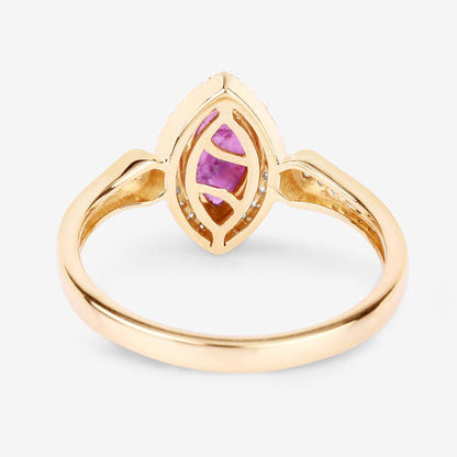 0.96 Carat Genuine Ruby and White Diamond 14K Yellow Gold Ring by Bids.com
