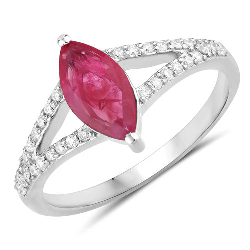 1.58 Carat Genuine Ruby and White Diamond 14K White Gold Ring by Bids.com